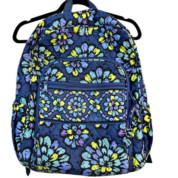 Vera Bradley Backpack‎ Indigo Pop Blue Floral Quilted Zip Casual Daypack Travel main image 11